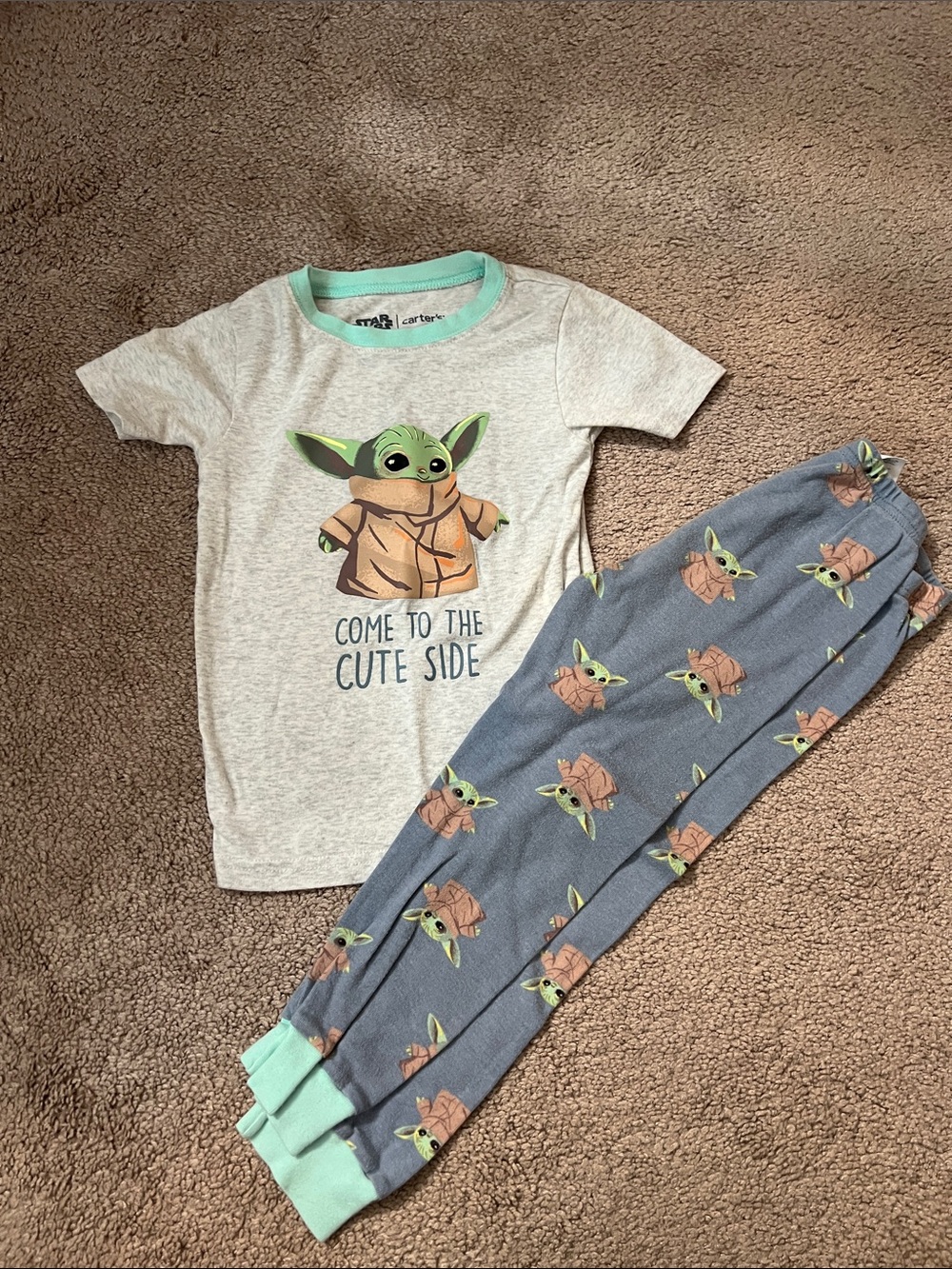 Carter's Gray & Blue Baby Yoda 'Come to the Cute Side' Pajama Set